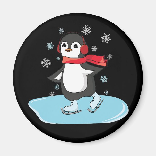 Ice Skating Penguin Magnet (Front)