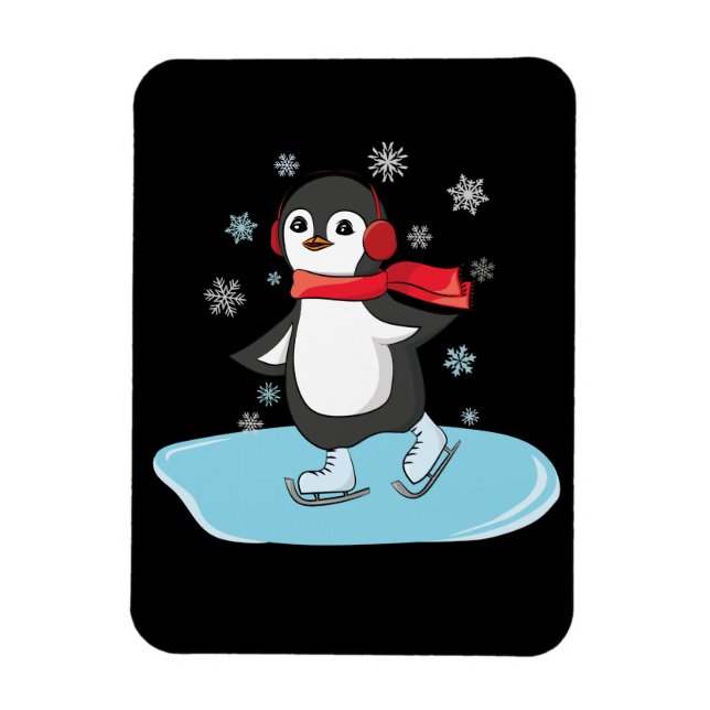 Ice Skating Penguin Magnet (Vertical)