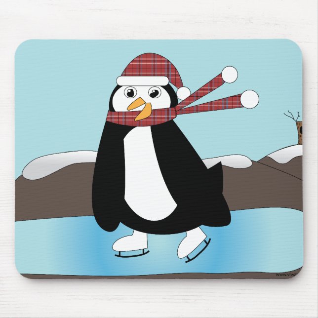 Ice Skating Penguin Mousepad (Front)