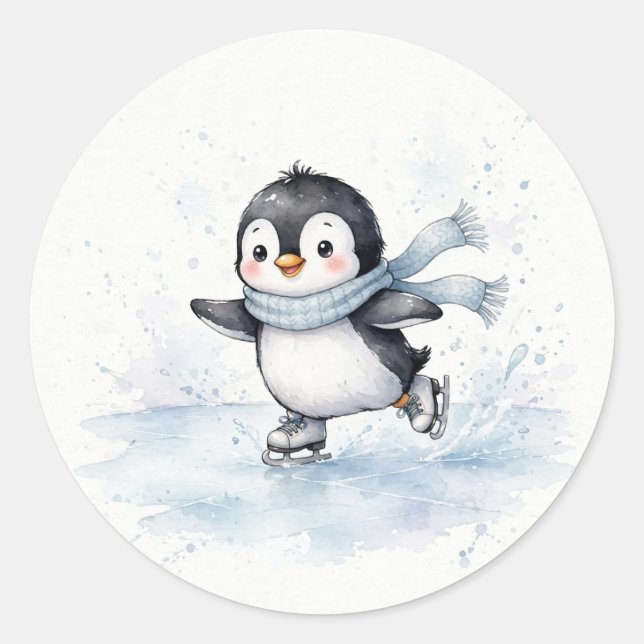 Ice Skating Penguin Sticker (Front)