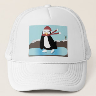 Ice Skating Penguin Trucker Hat