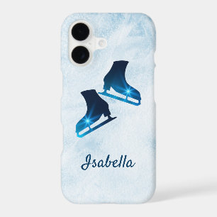 Ice skating phone case figure skates blue stars