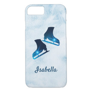 Ice skating phone case figure skates blue stars