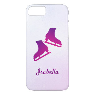 Ice skating phone case figure skates purple pink