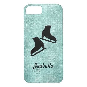 Ice skating phone case ice skate turquoise sparkle