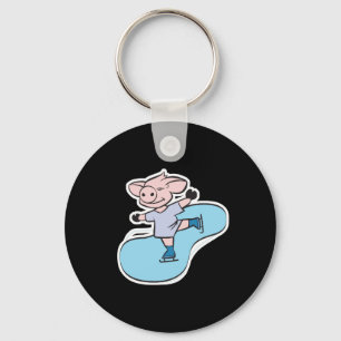 ice skating pig key ring