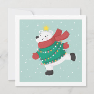 Ice Skating Polar Bear Card