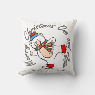 Ice Skating Polar Bear Christmas Cushion