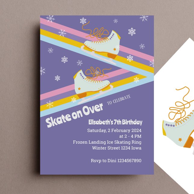 Ice Skating Retro Birthday  Invitation (Creator Uploaded)