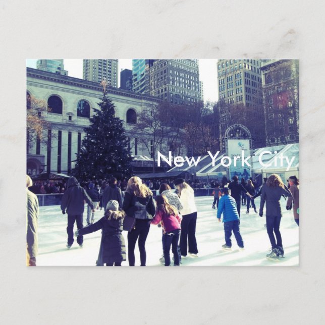Ice Skating Rink at Bryant Park, New York City Postcard (Front)