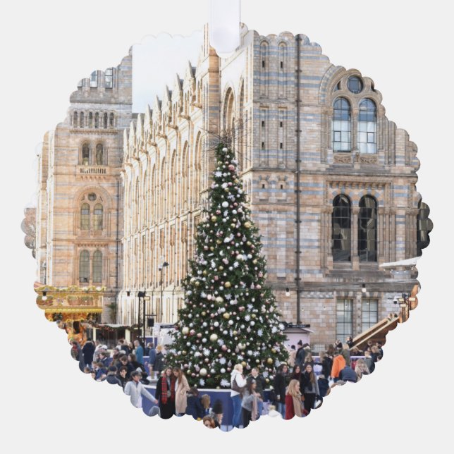 Ice Skating Rink Christmas Tree London UK Photo Tree Decoration Card (Front)