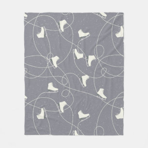 Ice Skating Shoes Marks Grey White Pattern Fleece Blanket