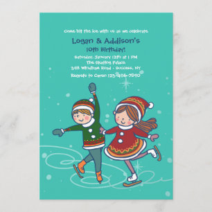 Ice Skating Siblings Invitation