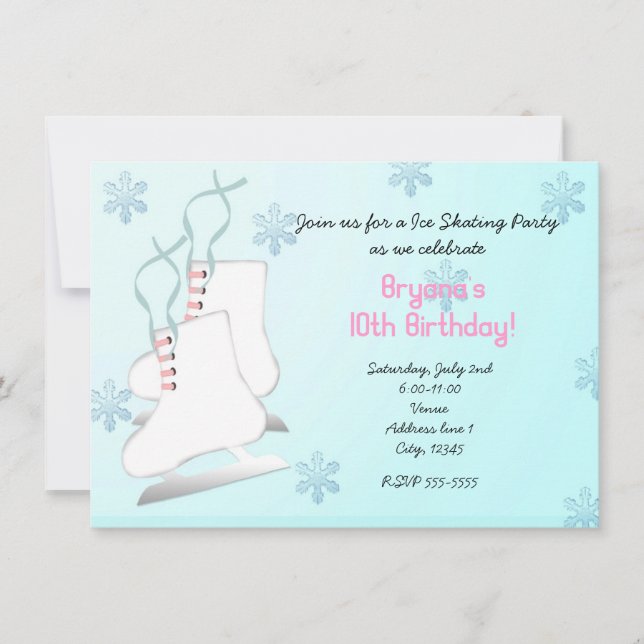 Ice Skating Skate Birthday Party Invitation (Front)