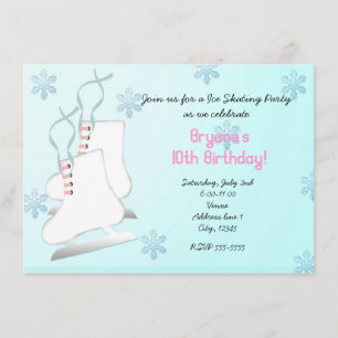 Ice Skating Skate Birthday Party Invitation