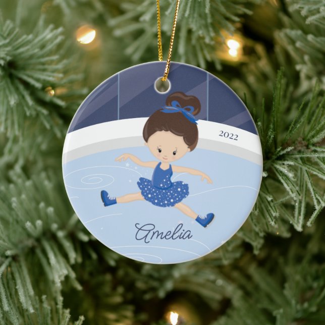 Ice Skating Skater Girl Dated  Ceramic Ornament (Tree)