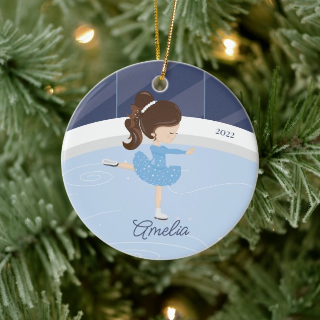 Ice Skating Skater Girl Dated  Ceramic Ornament (Tree)