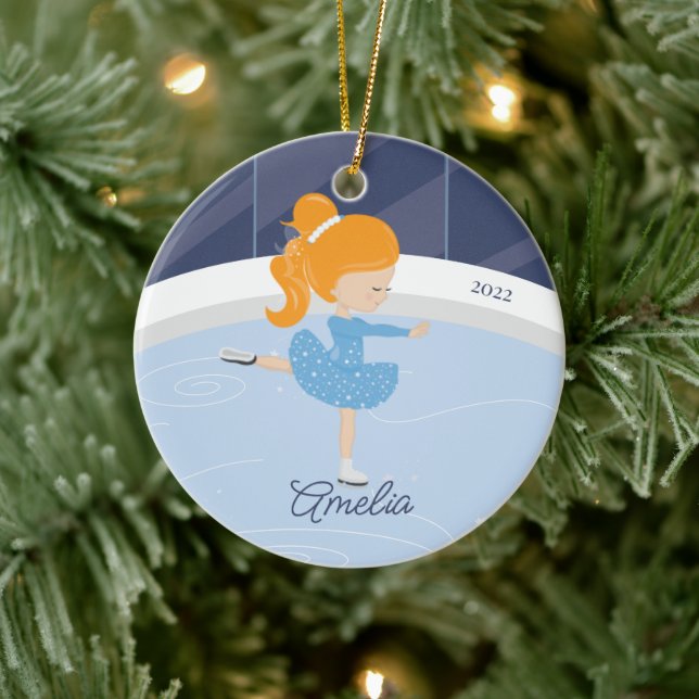 Ice Skating Skater Girl Dated  Ceramic Ornament (Tree)