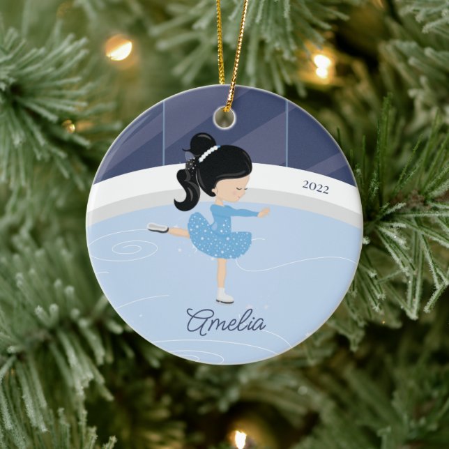 Ice Skating Skater Girl Dated  Ceramic Ornament (Tree)
