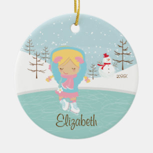 Ice Skating Skater Girl Dated Christmas Ornament