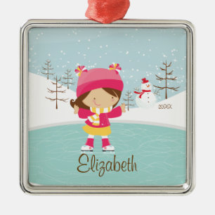 Ice Skating Skater Girl Dated Christmas Ornament