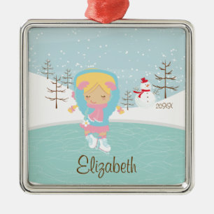 Ice Skating Skater Girl Dated Christmas Ornament