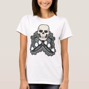 Ice Skating Skull Jolly Roger Pirate Flag T-Shirt