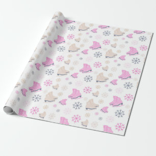 Ice Skating snow wrapping paper 