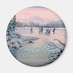 ICE SKATING & SNOWFLAKES by SHARON SHARPE Magnet
