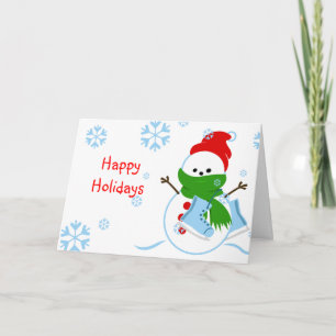 Ice Skating Snowman Cards
