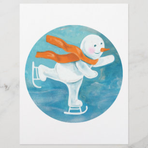 Ice Skating Snowman   Custom Letterhead
