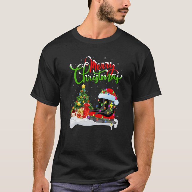 Ice Skating Sports Lover Xmas Lighting Ice Skating T-Shirt (Front)