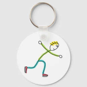 Ice Skating Stickman Key Ring