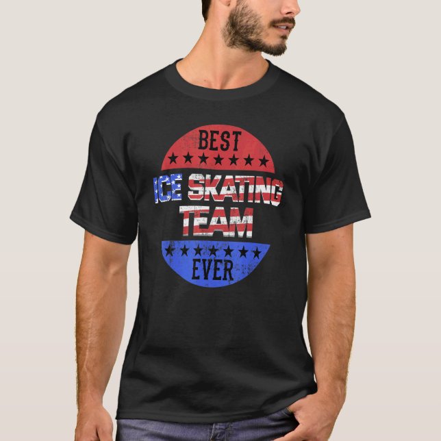 Ice Skating Team Independence Day Patriotic Skater T-Shirt (Front)