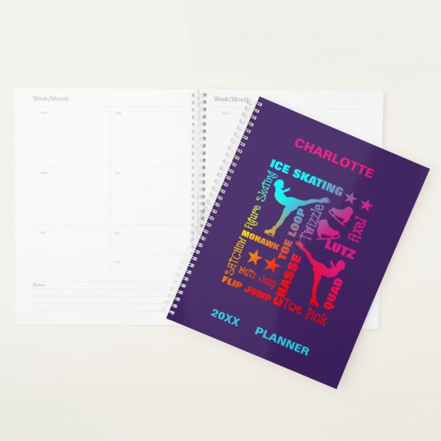 Ice Skating Theme Colourful Modern Girls Planner (Display)