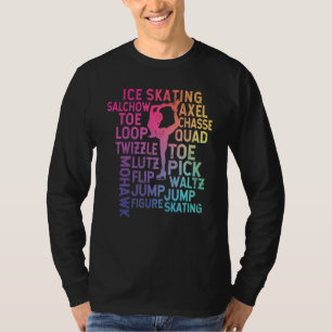 Ice Skating Theme Rainbow Typography  Figure Skate T-Shirt