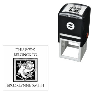 Ice Skating This Book Belongs To Bookplate Self-inking Stamp