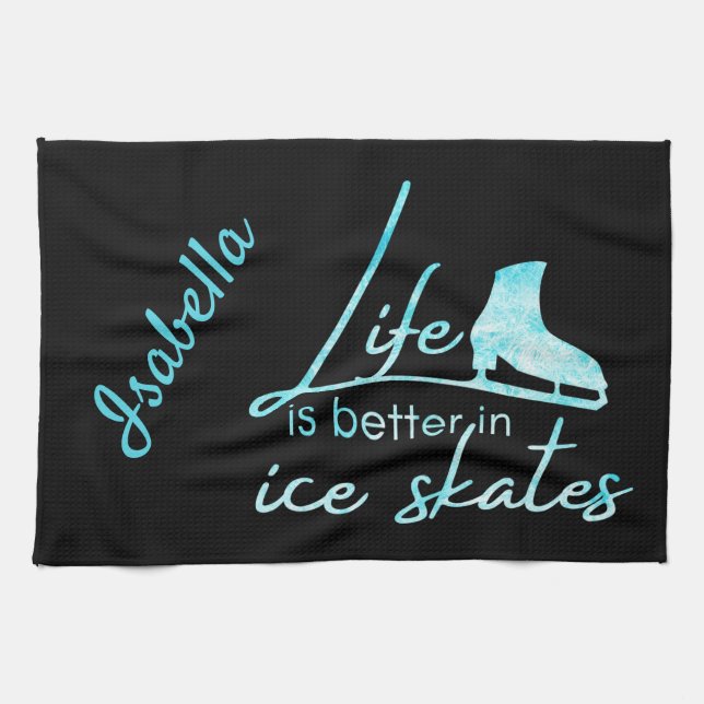 Ice Skating Towel blade blue skate life better (Horizontal)