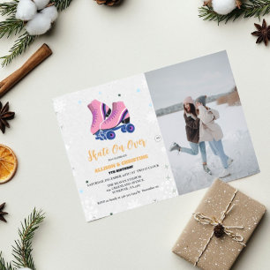 Ice Skating Twin Winter Birthday Skate On over  Announcement