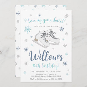 Ice Skating Winter Birthday Party, Blue, Any Age Invitation