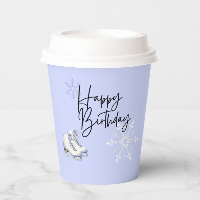 Ice Skating Winter Birthday Party Paper Cups (Front)