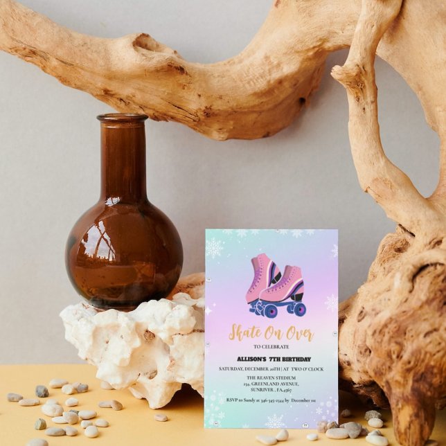 Ice Skating Winter Birthday Skate On over Girls Announcement (Creator Uploaded)