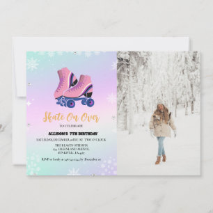 Ice Skating Winter Birthday Skate On over Girls Announcement