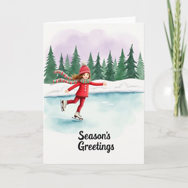 Ice Skating Winter Card (Front)