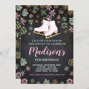 Ice Skating, Winter wonderland, Chalkboard Invitation
