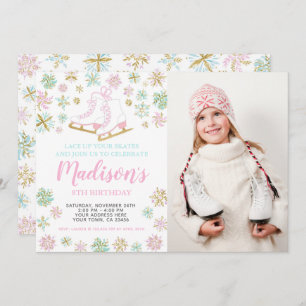 Ice Skating, Winter wonderland with photo Invitation