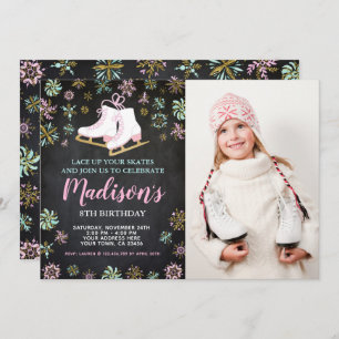 Ice Skating, Winter wonderland with photo Invitation