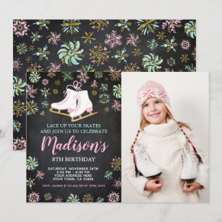 Ice Skating, Winter wonderland with photo Invitation