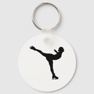 Ice Skating Woman Silhouette Key Ring