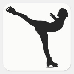 Ice Skating Woman Silhouette Square Sticker